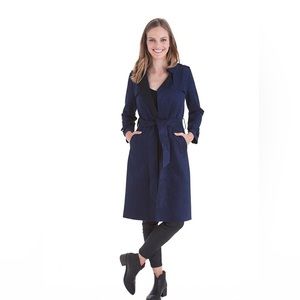 Love token faux suede navy trench coat women’s XS